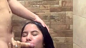 Watch this young babe fuck her roommate in the dorm bathroom