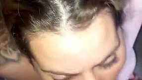 My beautiful girlfriend gives deepthroat blowjob at 8am, cum in her thong