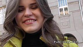 Babe Flashes Tits Nude In Public For Cash Fucking