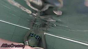 flashing in public pool with boy watching