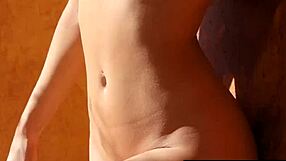 Gia Ramey does sexy outdoor striptease with shaved pussy 😍