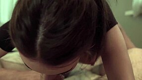 Sexy babe sucks big dick and gives handjob, cum in mouth.