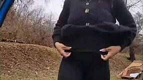 WATCH HER INSERT TAMPON THEN GARGLE PEE ON ROAD!