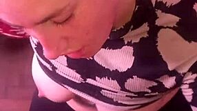 Blonde slut receives cum in mouth after slobbering on cock