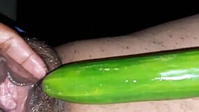 Sexy indian wife with toys and cucumber play