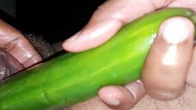 Sexy indian wife with toys and cucumber play