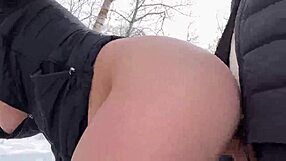 Outdoor Blowjob Moaning In Winter Snow