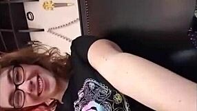 cute nerd masturbates in panties sexting session!