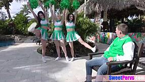 Busty teen cheerleaders fucked by judges outdoor