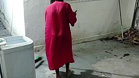 Neighbor saw me naked sweeping and made me suck