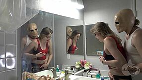 Tricky stepson TRICKS his stepmom into BENDING OVER for huge creampie on Halloween.