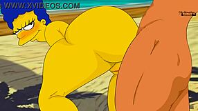 Marge fucked on nude beach!