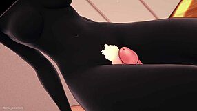 girlfriend dresses as enderman for hentai play in bed