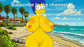 Marge fucked on nude beach!