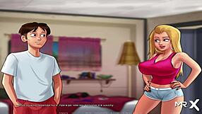 Milf babe reveals tits in summertime saga hentai