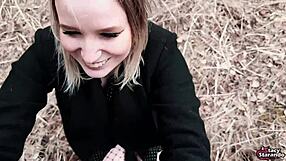 Social experiment ends with blonde babe getting cum in pussy