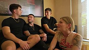 Young Blonde Sammm Drills Pussy With Two Cocks Simultaneously