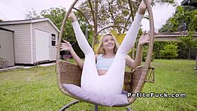 Small Tittied Blonde Teen Spinner Bangs with Big Cock