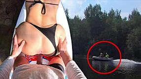 Ble' vi snuppet? Ægte risikabel udendørs knald ved flodbred med Alisa Lovely