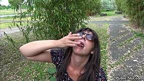 Public Sex with Slutwife Marion Flashing in City