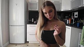 lesbians playing in the kitchen with tits