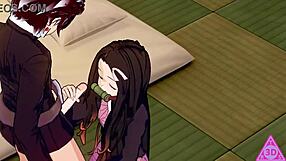 nezuko gives tanjiro blowjob handjob cumshot in demon slayer hentai