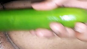 Sexy indian wife with toys and cucumber play