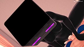 girlfriend dresses as enderman for hentai play in bed