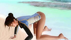 Hitomi Spreading Big Ass on Beach in Gravure Studio