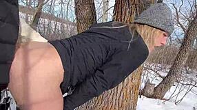 Outdoor Blowjob Moaning In Winter Snow