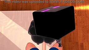 girlfriend dresses as enderman for hentai play in bed