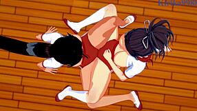 Asuka and homura engage in intense lesbian play with big tits in senran kagura hentai