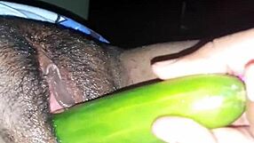 Sexy indian wife with toys and cucumber play