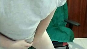 Intense gay masturbation on the chair.