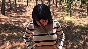 karol smith, sexy mexicana, bangs a fan hard in the forest