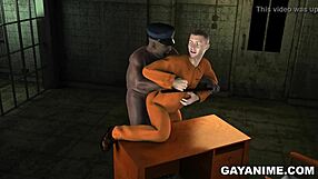 damn, 3d cartoon prisoner drilled by chubby black cop in jail!