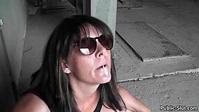 Public Sex with Slutwife Marion Flashing in City