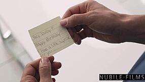 Hot brunette Eliza Ibarra gives boyfriend threesome with ball licking and muff diving for birthday