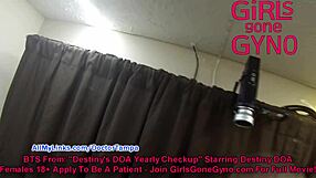 Nonnude behind-the-scenes with DestinyDoa, ElizaShields, HelenaPrice in gyno exam compilation.