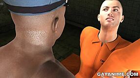 damn, 3d cartoon prisoner drilled by chubby black cop in jail!