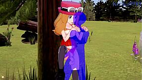 Serena and Bea Saito with the old man! Intense sex in Pokemon hentai.