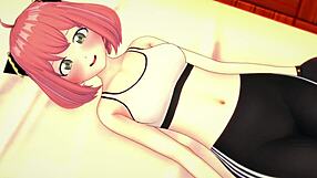 Anya finished her workout and now wants to sit on a big cock in this hentai version.