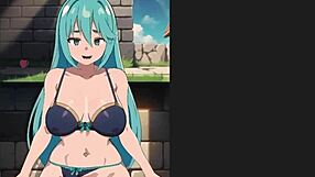 Konosuba Aqua says, ohh, creampie in standing sex