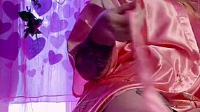 Bold striptease in high heels and nighties, ripping clothes to reveal hairy pussy