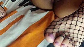 foot fetish couple fucks deliciously, cumming on her socked feet with piercing