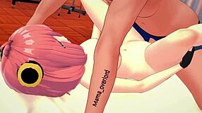 Anya finished her workout and now wants to sit on a big cock in this hentai version.