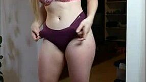 Brunette Amateur Teases in Panties During Sexy Slow Dance at Home