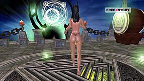 Cute Indian girl feels aroused posing and masturbating with a banana in this 3D cartoon.