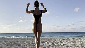 Monika fox solo masturbation with squirt and prolapse on beach free, big tits and shaved pussy exposed.