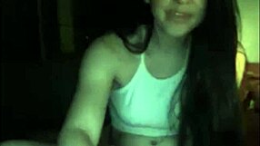 This cute teen has silly fun in retro style, fingering herself in a comic blue film scene. She giggles while exploring every spot.